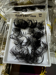 Handmade PBT Synthetic Fiber Matte Fan <b>Volume</b> <b>Lashes</b> Individual PremadeNatural Long Mixed D Curl Brown Matte Black Pointy Base - Product Image 6