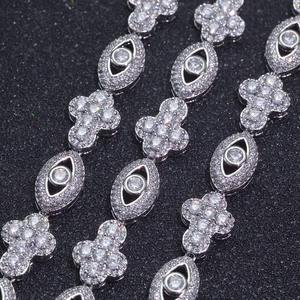 Moissanite Clover Link Necklace <b>Iced</b> <b>Out</b> Hip Hop Statement <b>Chain</b> Luxury Diamond Look Necklace for Men - Product Image 3