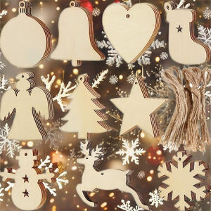 Pegatina Hub pintable copo de nieve en blanco, querido, árbol para Navidad corte láser de madera para Decoración - Product Image 5