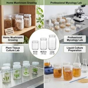 Botol Kaca Kultur Jamur 240/350/650ml dengan Tutup Filter 0,22um untuk Laboratorium Mikologi dan Kultur Jaringan Tanaman - Product Image 6