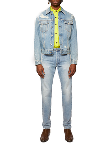 ผู้ผลิต OEM เสื้อผ้าเดนิมผู้ชาย เสื้อแจ็คเก็ตเดนิมแขนยาว เสื้อผ้าลำลองสไตล์สตรีท แจ็คเก็ตยีนส์ติดกระดุมแบบดิสเทรสสำหรับผู้ชาย - Product Image 2