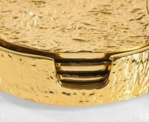 Brass Textured Finish 4-Piece Coasters Set Holder | Luxury <b>Drink</b> Coasters | Eco-Friendly Anti-Slip Decorative Table Coaster Set - Product Image 3