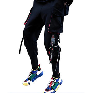 Pantalon cargo streetwear techwear pour homme, joggers tactiques, hip hop, multi-poches, sangles à rubans, pantalon harem noir, style cyberpunk - Product Image 5