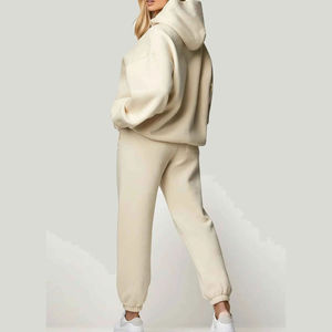 Winter Warm Heavy 100% Cotton Fleece Solid Tracksuit Women High Quality Regular Hoodie Pants Long Short <b>Tops</b> Breathable - Product Image 2