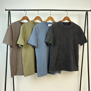 T-shirt oversize délavé à l'acide pour homme, en coton épais, uni, coupe décontractée, OEM - Product Image 4