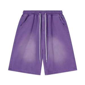 Shorts streetwear personnalisés pour hommes, en coton 100% (260, 280, 300 g/m²), délavés à l'acide, avec ourlet brut, cordon de serrage, style vintage et effet usé - Product Image 5