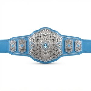 Ceinture de championnat de lutte personnalisée, ceinture de récompense sportive haut de gamme, plaques métalliques personnalisées, sangle en cuir, nom et logo gravés - Product Image 2