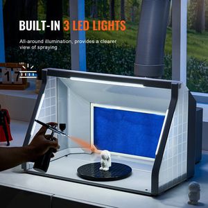 Kit de Cabina de Pintura Portátil con Aerógrafo, Luces LED, Ventiladores Dobles y Manguera de Extensión para Extracción de Aire - Product Image 4