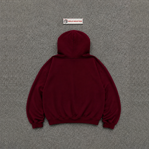เสื้อฮู้ดดี้พรีเมียมสีแดงเลือดหมู ปักลาย 100% ผ้าฝ้าย ระบายอากาศได้ดี ทรงโอเวอร์ไซส์ หลวม สไตล์แฟชั่นคนเมือง วัยรุ่น ทันสมัย สตรีทสไตล์ - Product Image 6