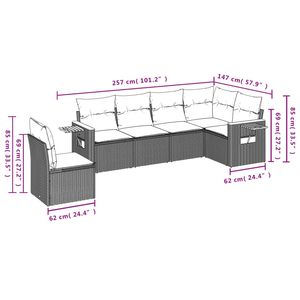 Set Divano da Esterno in Polyrattan Nero con Cuscini, Arredamento da Giardino 6 Posti, Design Moderno - Product Image 3
