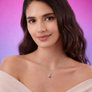 Collier en argent sterling 925 plaqué rhodium avec pierre rose Swan Grace pour femmes et filles, cadeau de Noël et de la Saint-Valentin - Product Image 3