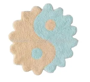 Comprare 100% cotone reversibile forma rotonda bagno tappetini da bagno di qualità qualità con ciuffi lavabili tappeto bagno produttore In India
