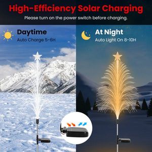 7 Color Solar Christmas Tree Stake Lights (4 Pack) IP44 Waterproof Outdoor Decor with Lifelike Fiber Optic Cedar Design Star - Product Image 6