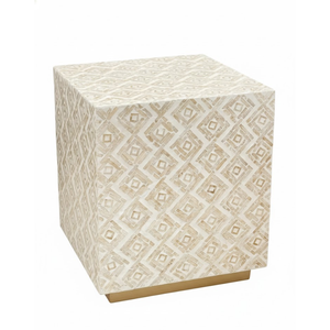 Table basse ronde personnalisée avec incrustation de coquillages, design floral, table centrale incrustée de nacre pour salon - Product Image 4