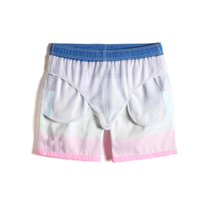 Summer <b>Men's</b> Casual Breathable Knitted Swimwear Shorts 100% Cotton Elastic Waist Quick Dry Beach Swim <b>Trunks</b> with Zipper Pockets - Product Image 5
