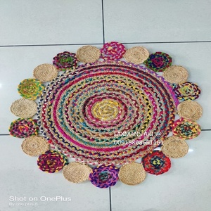 Venta al por mayor de alfombras de suelo de yute de diseño multicolor Handloom Rag Durries de India Area Rugs & Sets - Product Image 1