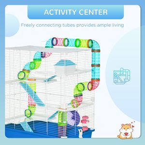 Gabbia per Criceti in Plastica Ecologica a 5 Livelli da 23 Pollici con Ruota e Bottiglia d'Acqua, Stile Cut, per Uso Interno ed Esterno, Blu - Product Image 4