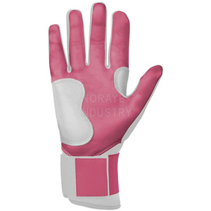 Gants de frappe de baseball personnalisés en cuir rose et blanc, à manchette longue, durables, respirants et imperméables, les plus vendus pour le baseball - Product Image 2