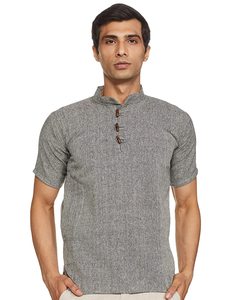 Kurta indien court en coton fait main pour les festivals et les tenues décontractées, Shalwar Kameez pour hommes, traditionnel, séchage rapide, matériaux recyclés - Product Image 4