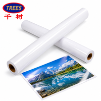 Rouleau de papier photo super brillant éco-solvant en gros pour usine, support jet d'encre haute fidélité pour impression grand format d'affiches publicitaires