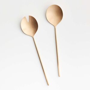 Juego de servidores de ensalada de metal con diseño seguro y bordes lisos para cenas familiares, catering, negocios y gestión de eventos - Product Image 4