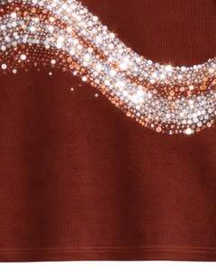 Débardeur côtelé personnalisé pour femme, marron rouille, col montant, avec motif vague en strass, sans manches, été, fabrication sur mesure - Product Image 6