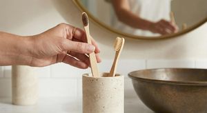 Great Quality Brown Marble Luxury Eco-Friendly Bathroom <b>Set</b> <b>Soap</b> Dispenser and Wash Storage <b>Set</b> for Home and Restaurant - Product Image 4
