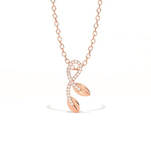 Pendentif Feuille d'Olivier Aarinya Botanical Infinity Vine en Diamant de Laboratoire, Or Rose 18K, Style Vintage, Certifié IGI, Pavé Moderne, pour Mariage - Product Image 1