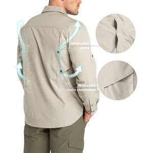 Chemise de randonnée personnalisée OEM pour homme, 100% polyester, légère, respirante, anti-transpiration, manches longues, look décontracté - Product Image 2