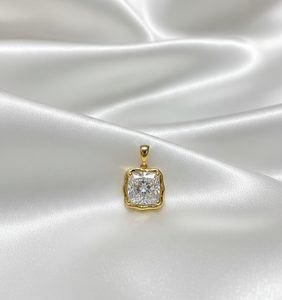 Collier pendentif Solitaire en argent sterling 925 avec zircon taille princesse 2 carats, serti clos abstrait, cadeau de fiançailles tendance - Product Image 6