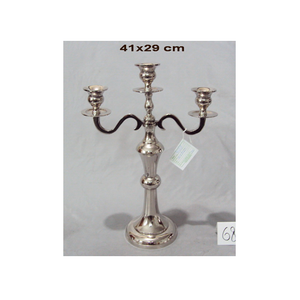Candélabre décoratif à trois bras, finition argent poli, aluminium, fait main, écologique, durable, sans plomb, Noël, Pâques - Product Image 2
