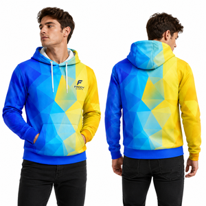 Custom Sublimation Printing Sports Hoodie <b>Men</b> Geometric Pattern Workout <b>Sweatshirt</b> Gym Wear Breathable Pullover Hooded Jacket - Product Image 3
