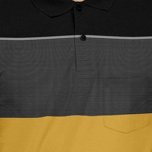 เสื้อโปโลแขนสั้นผู้ชาย ทรงปกติ สไตล์ลำลอง ดีไซน์สีเหลือง ดำ เทา แบบถักลายบล็อกสี - Product Image 6