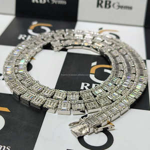 Unisex White Silver Rhodium Plated Brilliant Cut Diamond <b>Bracelet</b> Moissanite Side <b>Stones</b> IGI Certified Lab Grown Hiphop Jewelry - Product Image 2