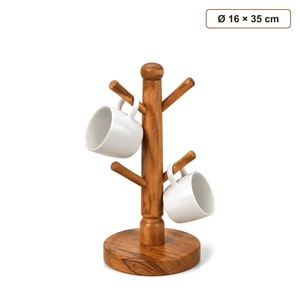 ที่วางแก้วไม้มะม่วง 6 ตะขอ - งานแฮนด์เมด ขายส่ง อุปกรณ์จัดเก็บในครัว - Product Image 1