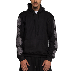 Sweat à capuche zippé personnalisé avec logo, style streetwear, en coton mélangé avec strass, pour l'hiver – Vente en gros pour fabricants - Product Image 1