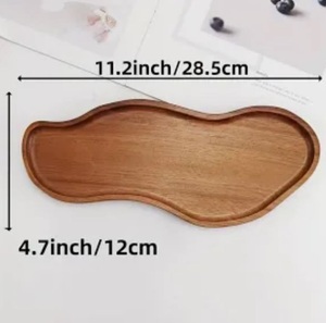 Hot selling organic shape wooden serving <b>tray</b> small size modern irregular platter for <b>snacks</b> coffee serving home decor <b>tray</b> best - Product Image 1