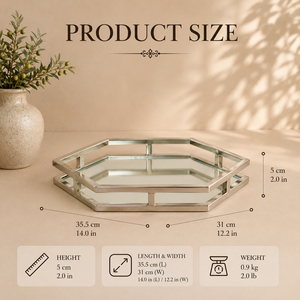 Product Apricate Luxury Stainless Steel Hexagon <b>Mirror</b> Serving <b>Tray</b> Modern Open Frame Display Platter Premium Decor - Product Image 2