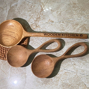 ช้อนไม้ธรรมชาติ ลายใบไม้สามใบ ทำด้วยมือ อุปกรณ์ครัว ช้อนทำอาหาร เป็นมิตรกับสิ่งแวดล้อม ผู้ผลิตเวียดนาม ขายส่งจำนวนมาก ส่งออก - Product Image 1