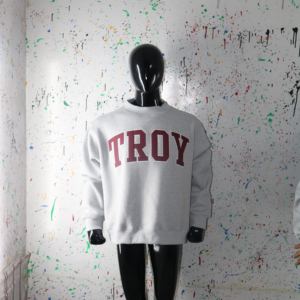 TROY HEATHER GREY Mock Neck Sweatshirt 100% <b>BROWN</b> Applique Embroidery wide neck Sweatshirt URBAN PRODUCTIONS - Product Image 5