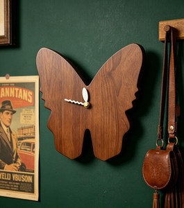Handcrafted Butterfly <b>Clock</b>, Wooden Wall <b>Clock</b> with <b>Battery</b>, Unique Home Decor, Modern Butterfly Design, Decorative Timepiece, - Product Image 1