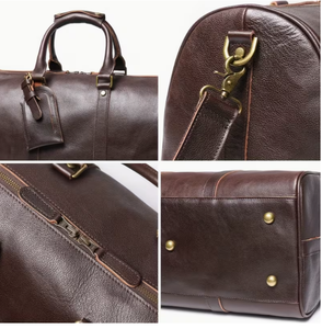 Leather Duffel <b>Bag</b> Vintage Travel Gym Weekender Overnight <b>Bag</b> <b>Large</b> Capacity Zipper Shoulder Handbag Handmade Leather <b>Bag</b> - Product Image 3