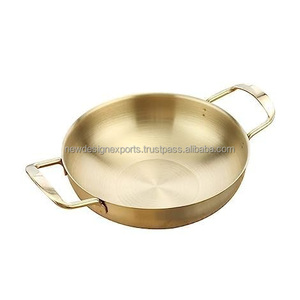 Marmite en laiton avec poignées Style Kadai/Handi Poignées latérales solides pour une prise en main sûre et confortable et une portabilité facile. - Product Image 1