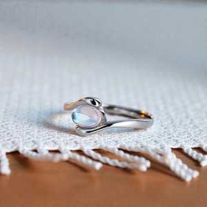 925 Sterling Silver Blue Moonstone Spiral <b>Ring</b> <b>Adjustable</b> Open Band Celestial Stackable Mystical Women Gift Jewelry - Product Image 4