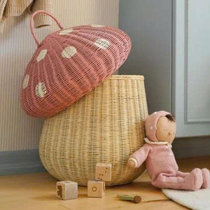 Panier de rangement pour jouets en rotin décoratif avec couvercle, pour chambre d'enfant, crèche, panier de rangement mignon pour la maison, OEM ODM - Product Image 4