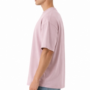 T-shirt uni surdimensionné pour homme, manches courtes, coupe décontractée, col rond, couleur unie, qualité export - Product Image 3