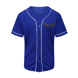 Camiseta de Béisbol Unisex Azul Rey Estampada, Transpirable, de Manga Corta, con Botones al Frente, que Absorbe la Humedad, Ajuste Regular, para Adultos - Product Image 2