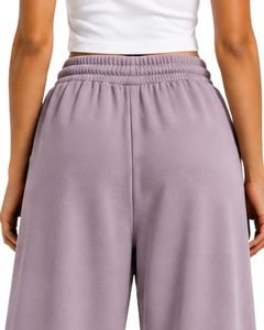 Dusty Mauve <b>Women</b> Wide Leg Sweatpants High Waist Loose Fit Casual Streetwear Lounge <b>Fleece</b> <b>Trousers</b> With Drawstring Pockets - Product Image 6