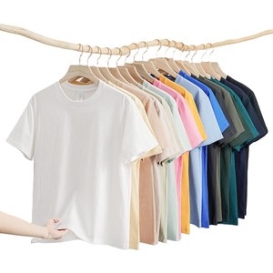 เสื้อยืดคอกลมทรงหลวม แขนเสื้อแบบดรอปโชว์เดอร์ สีพื้น ผ้าฝ้ายแท้เนื้อหนัก 230 กรัม สำหรับทุกเพศ  รับปักโลโก้ตามแบบ OEM สำหรับฤดูร้อน - Product Image 1
