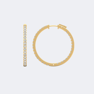 6.10CTW Round Cut Pave Set <b>Large</b> <b>Hoop</b> diamond Earrings - Product Image 6